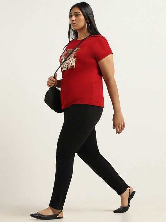 Gia Red Printed T-Shirt