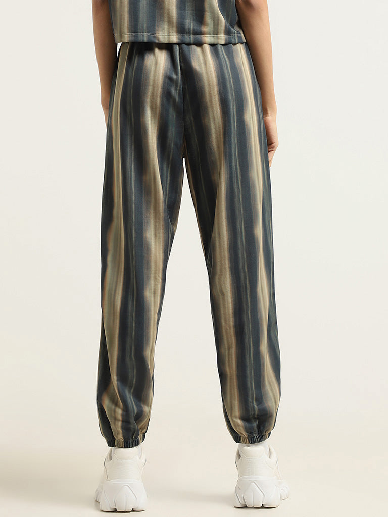 Studiofit Green Striped Cotton Pants