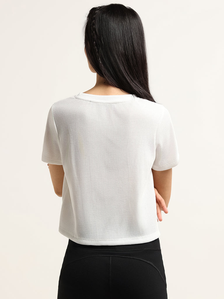 Studiofit White Front Knot T-Shirt