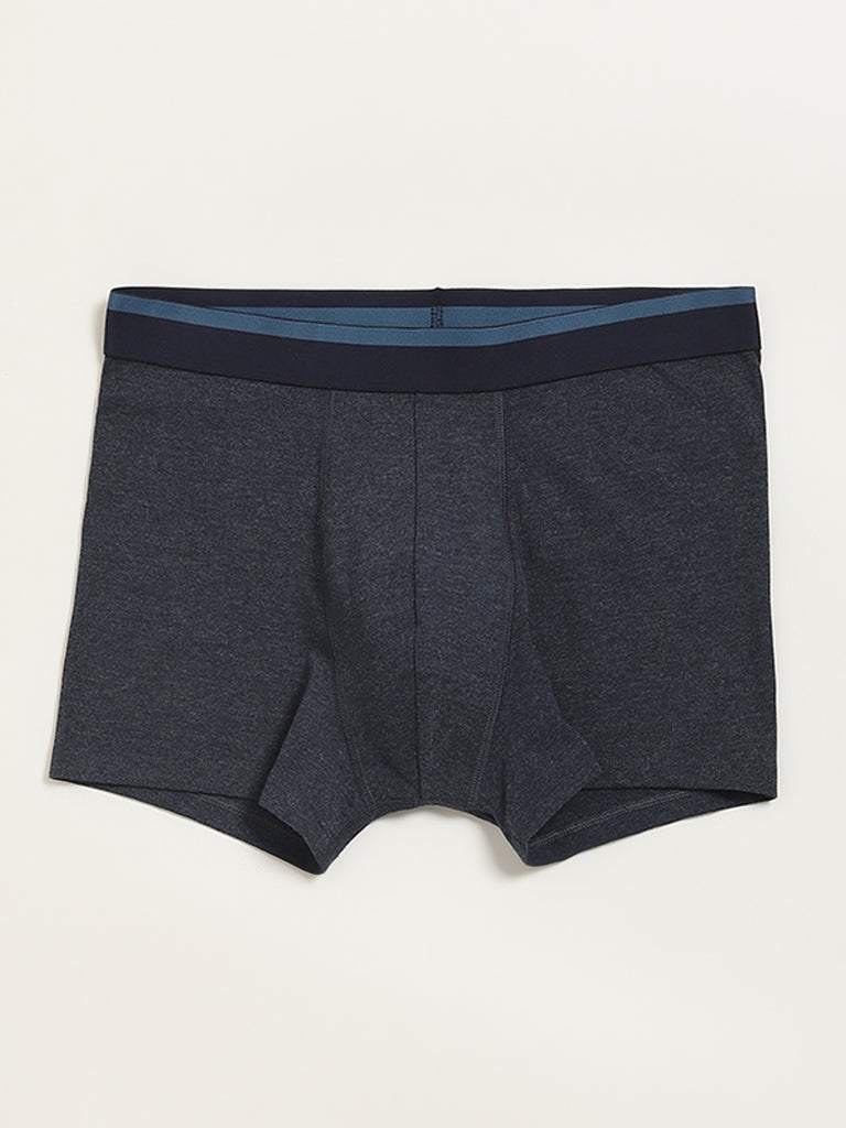 WES Lounge Navy Cotton Blend Assorted Trunks - Pack of 3