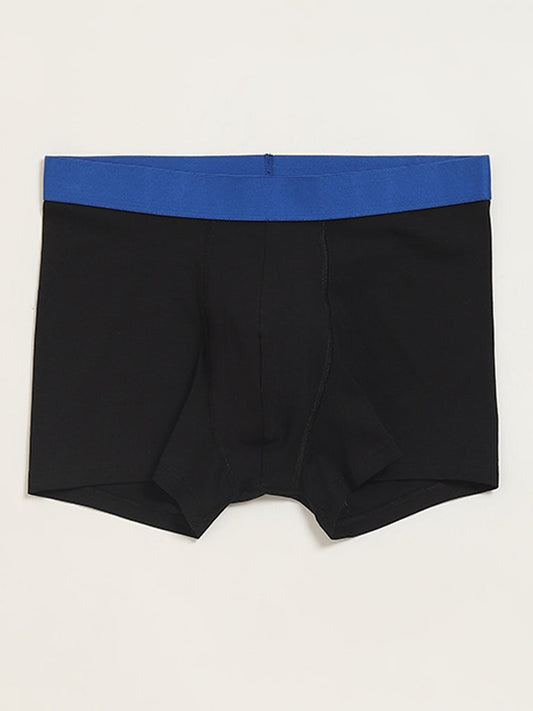 WES Lounge Black Cotton Blend Trunks - Pack of 3