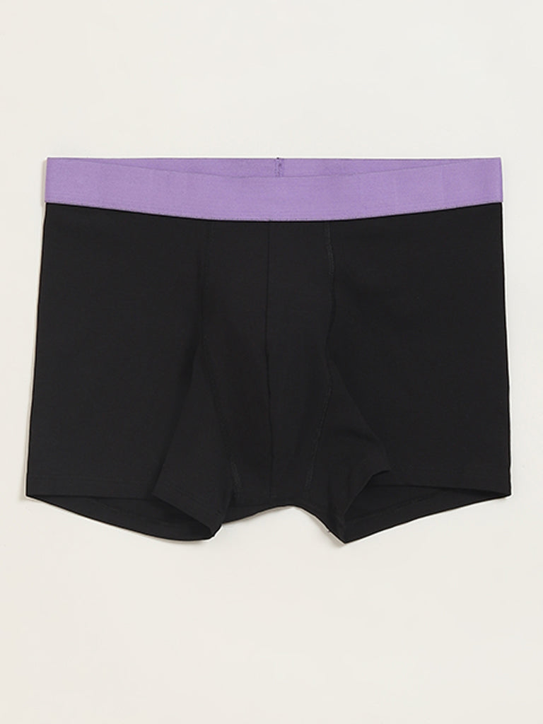 WES Lounge Black Cotton Blend Trunks - Pack of 3