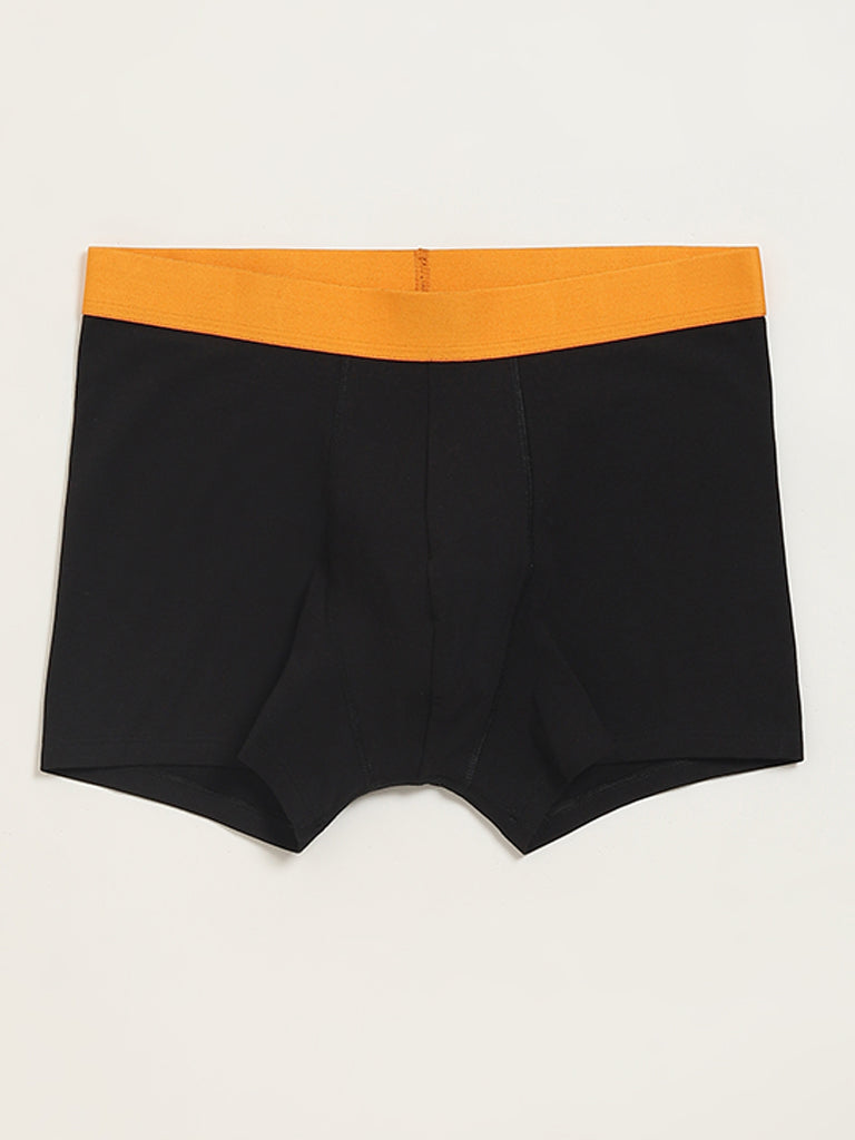 WES Lounge Black Cotton Blend Trunks - Pack of 3