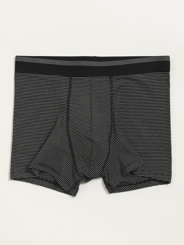 WES Lounge Solid Black Cotton Blend Assorted Trunks - Pack of 3