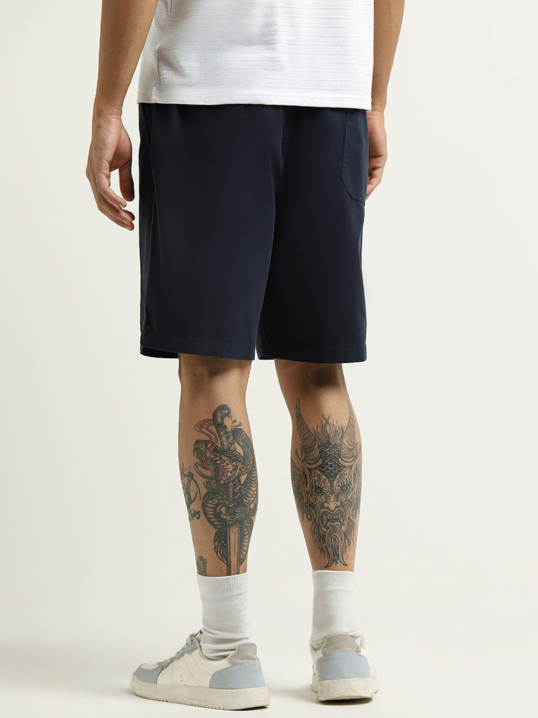 WES Lounge Navy Cotton Relaxed Fit Shorts