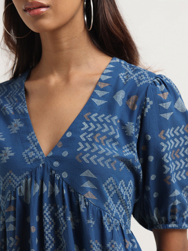 Bombay Paisley Blue Printed Cotton Dress