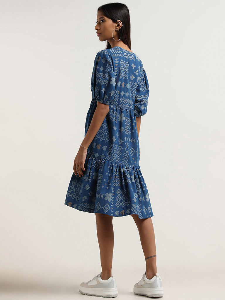 Bombay Paisley Blue Printed Cotton Dress