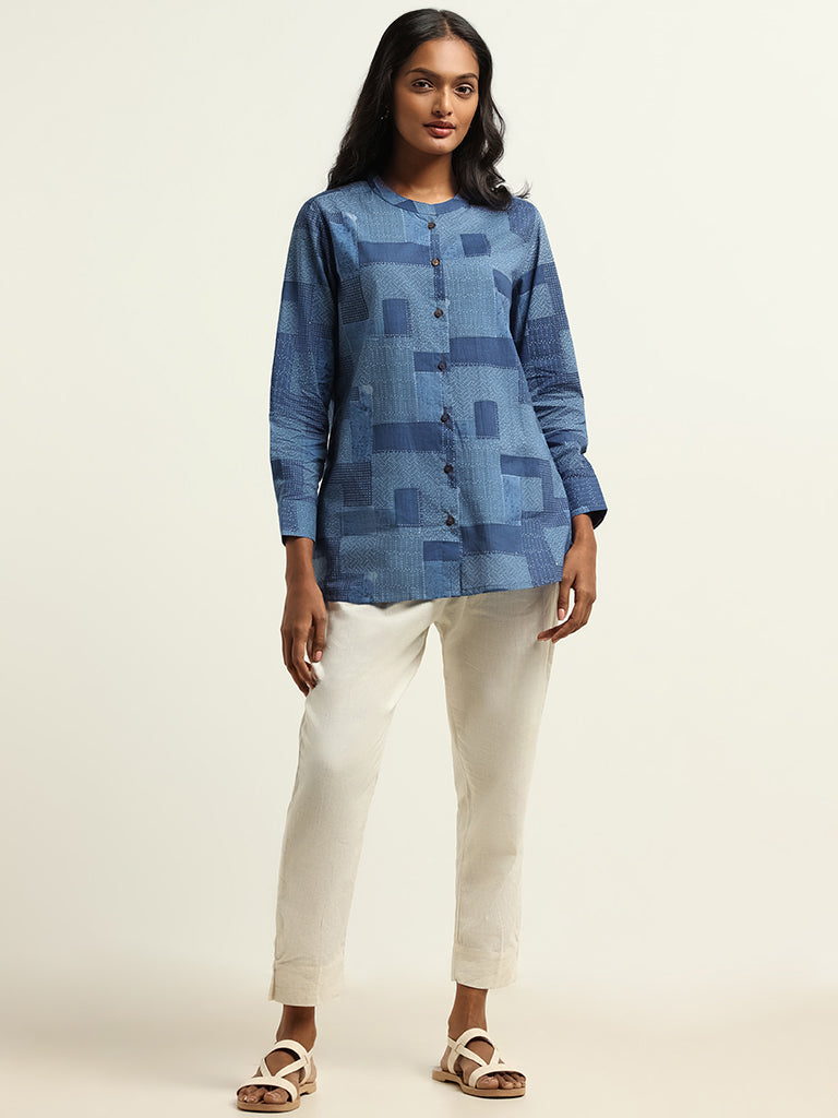 Utsa Blue Printed Kurti