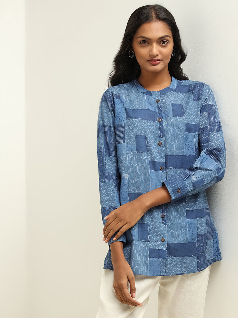 Utsa Blue Printed Kurti