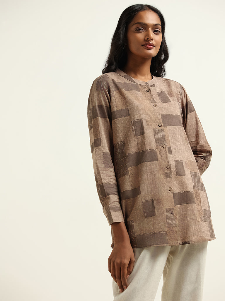 Utsa Brown Printed Kurti