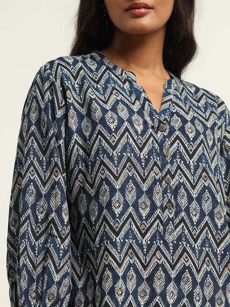 Utsa Indigo Printed Kurti