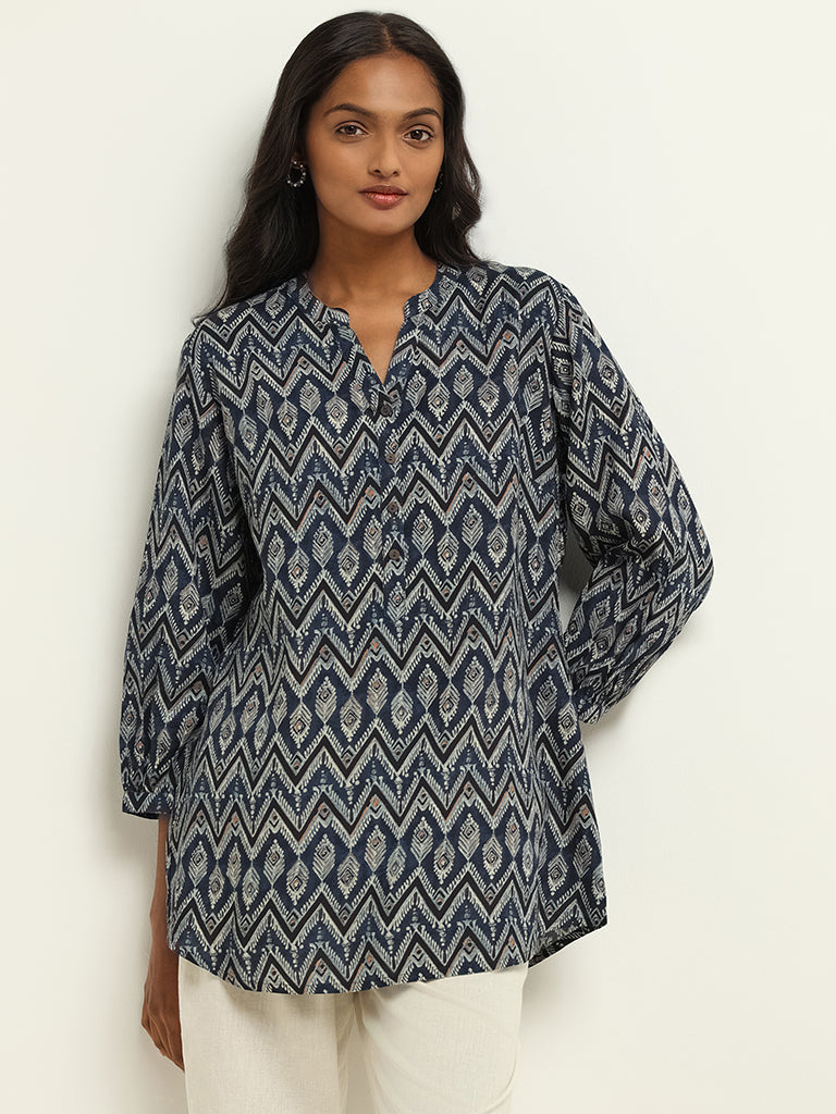 Utsa Indigo Printed Kurti