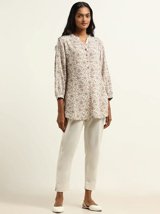 Utsa Beige Printed Kurti