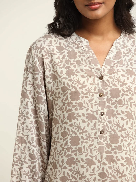 Utsa Beige Printed Kurti