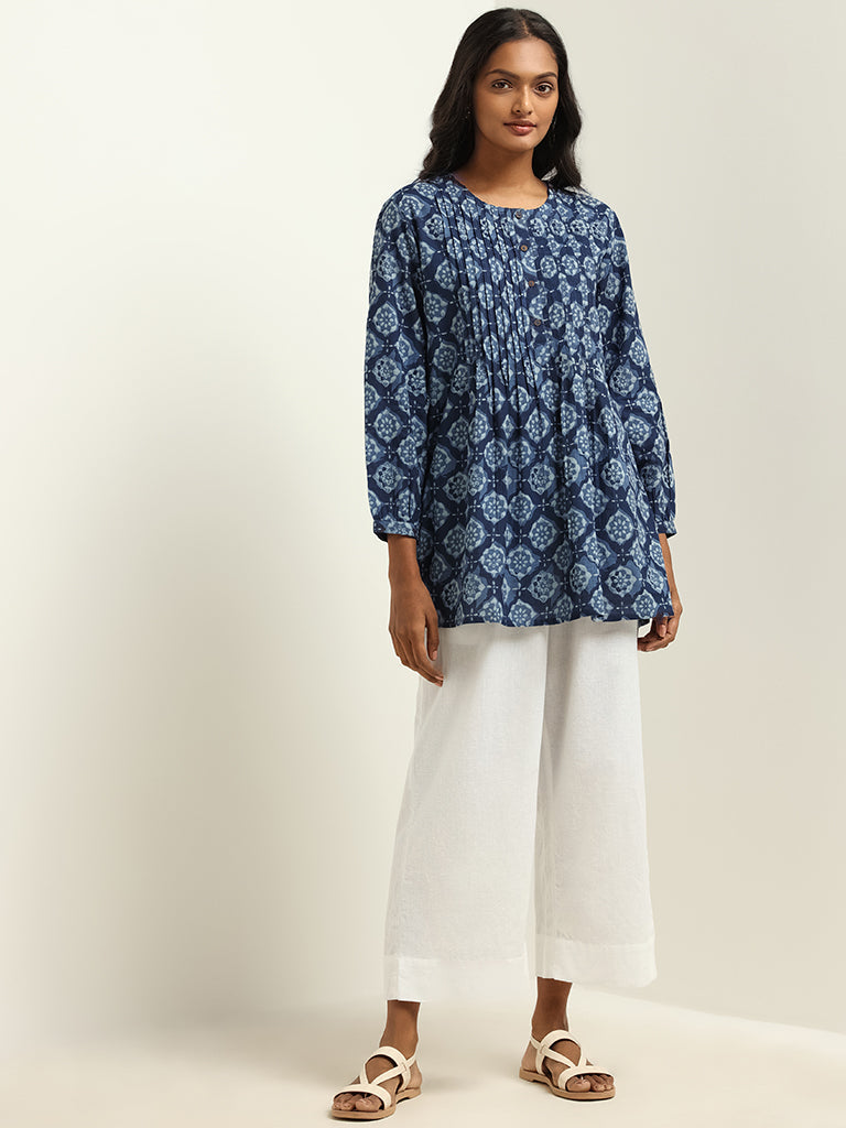 Utsa Blue Printed Kurti