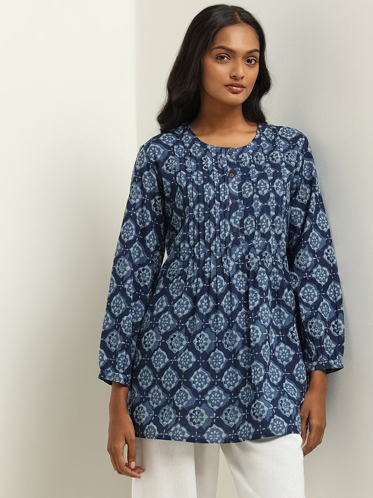 Utsa Blue Printed Kurti