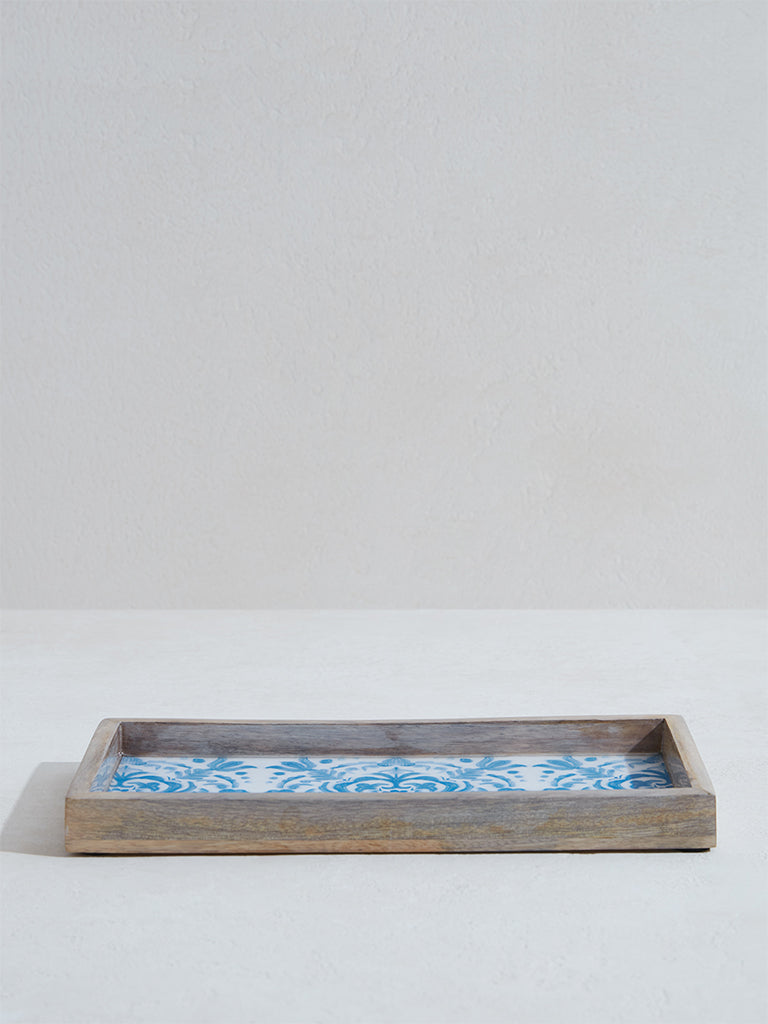 Westside Home Blue Story Rectangular Tray