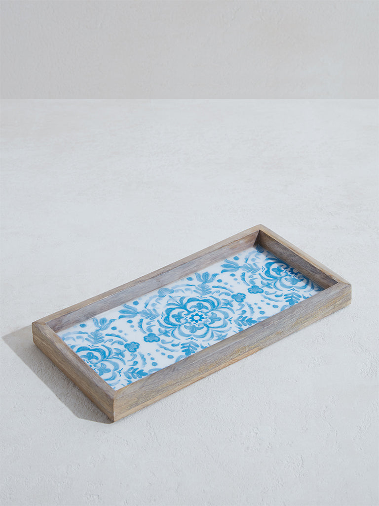 Westside Home Blue Story Rectangular Tray