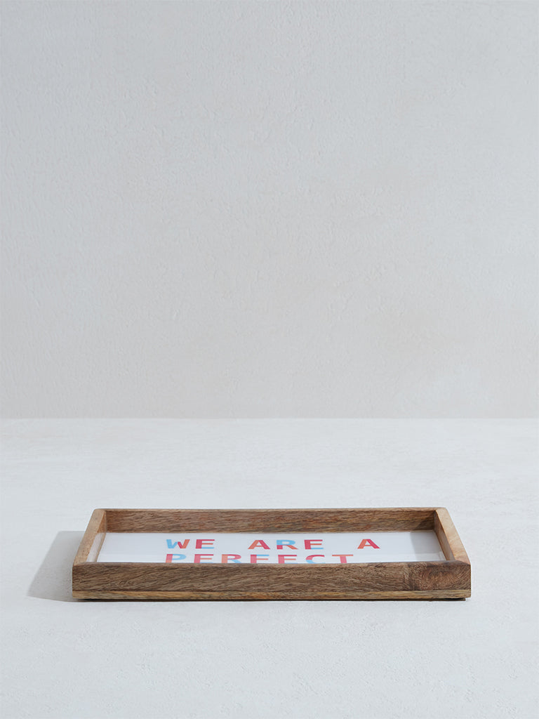 Westside Home Multicolor Text Design Wooden Tray