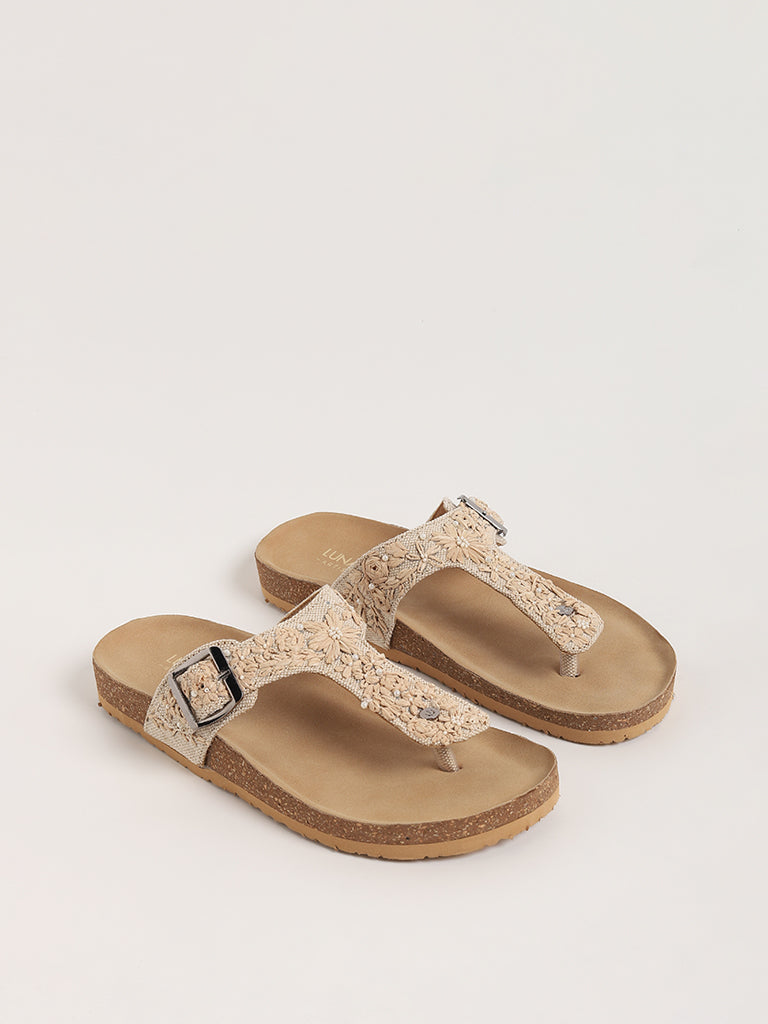 LUNA BLU Beige Cork Sandals