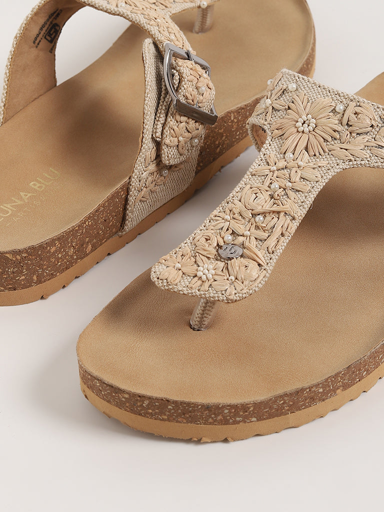 LUNA BLU Beige Cork Sandals