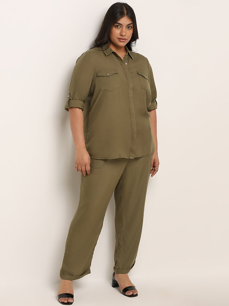 Gia Plain Olive Green Shirt