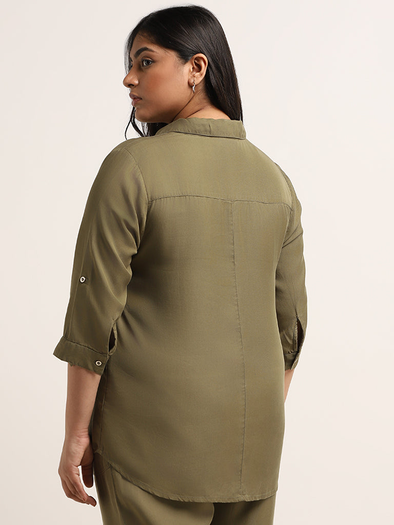 Gia Plain Olive Green Shirt