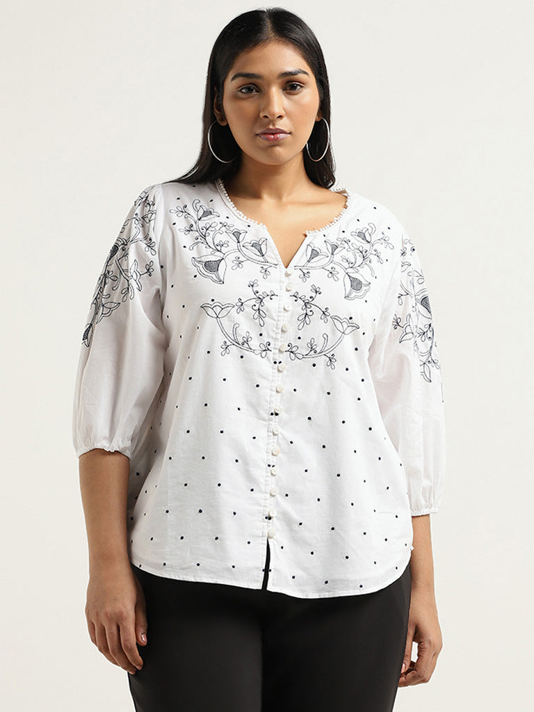 Gia White Embroidered Top