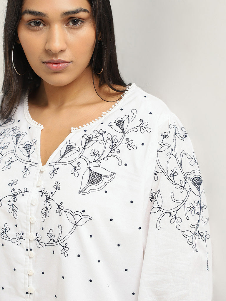 Gia White Embroidered Top