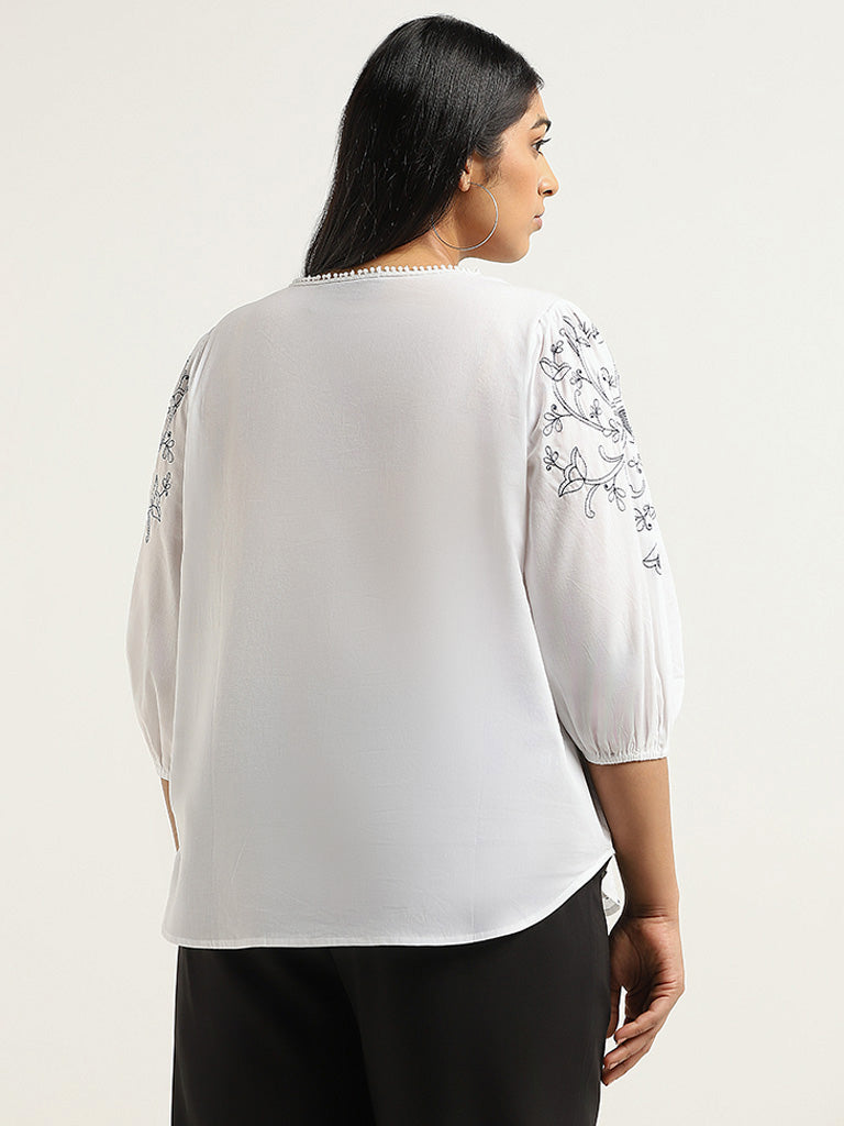 Gia White Embroidered Top