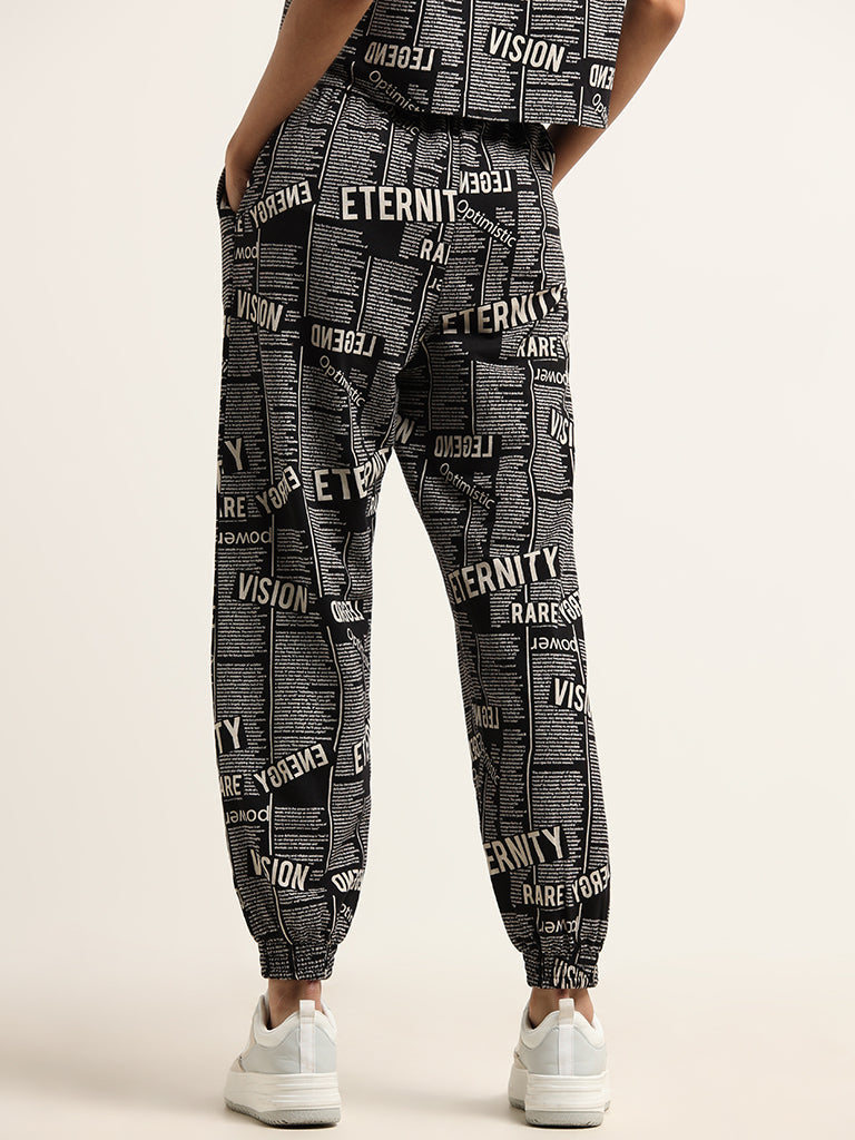 Studiofit Black Printed Joggers