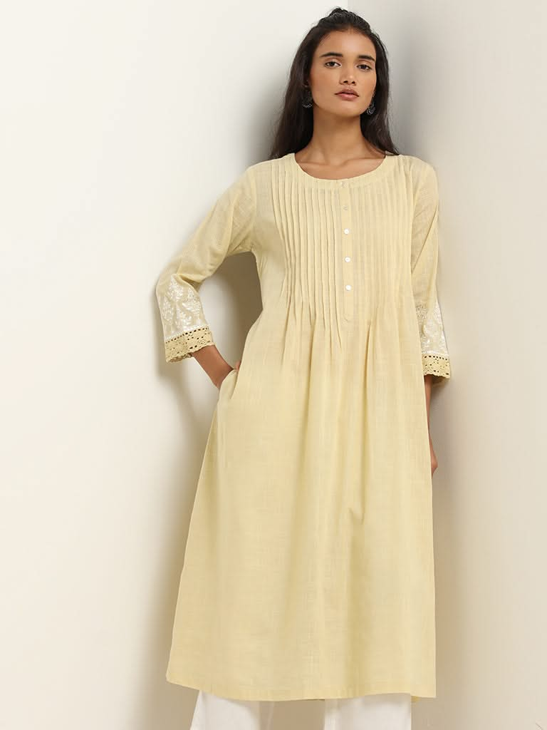 Utsa Yellow Pintuck Kurta