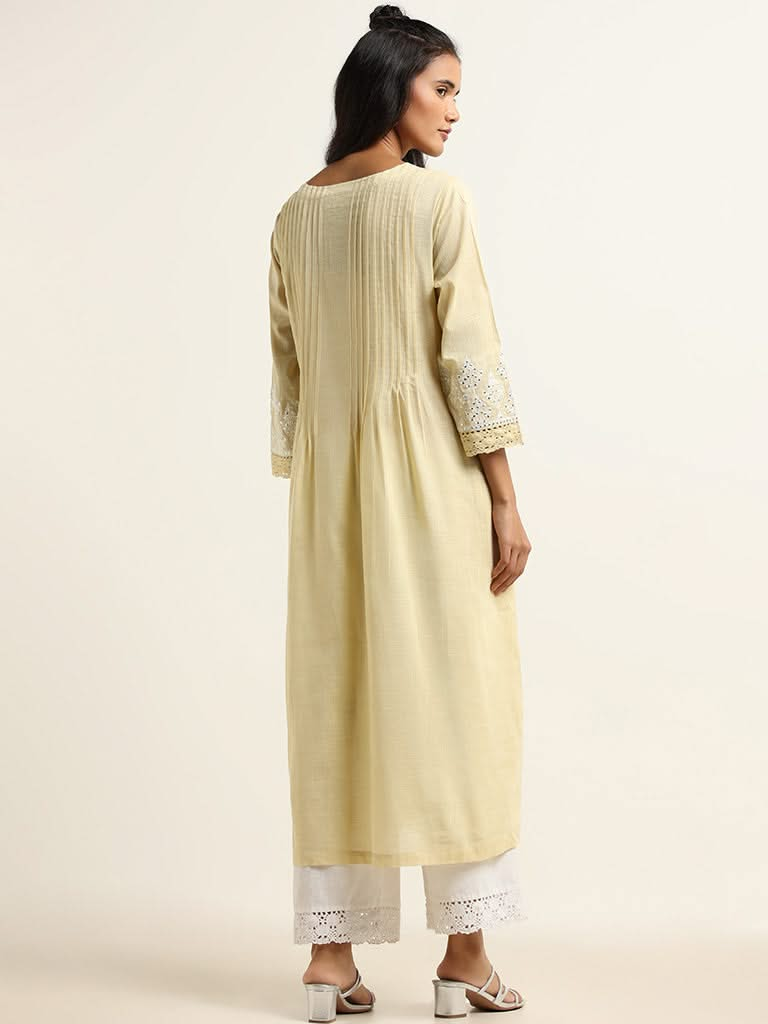 Utsa Yellow Pintuck Kurta