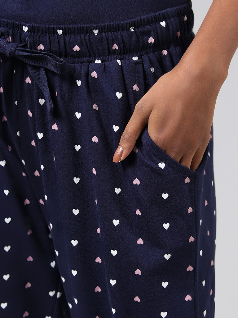 Wunderlove Blue Printed Cotton Pyjamas