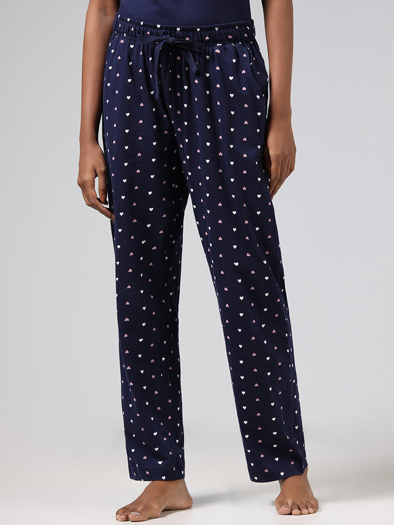 Wunderlove Blue Printed Cotton Pyjamas