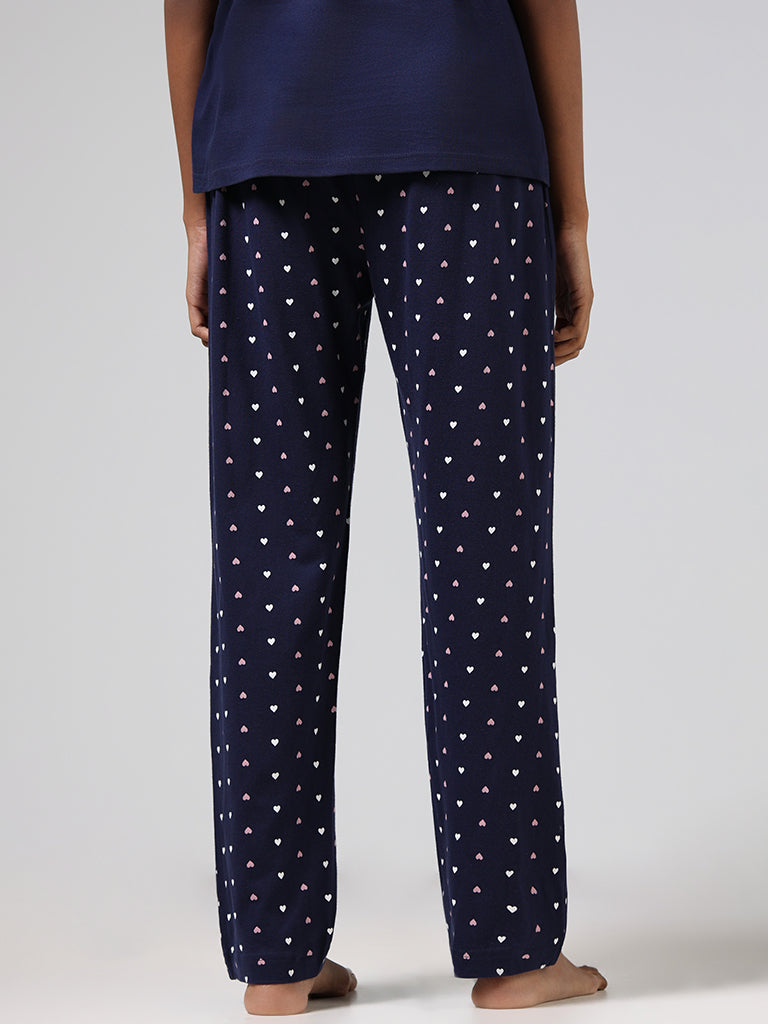 Wunderlove Blue Printed Cotton Pyjamas