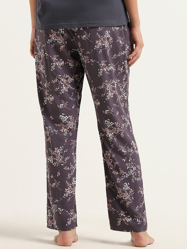 Wunderlove Grey Ditsy Floral Cotton Pyjamas