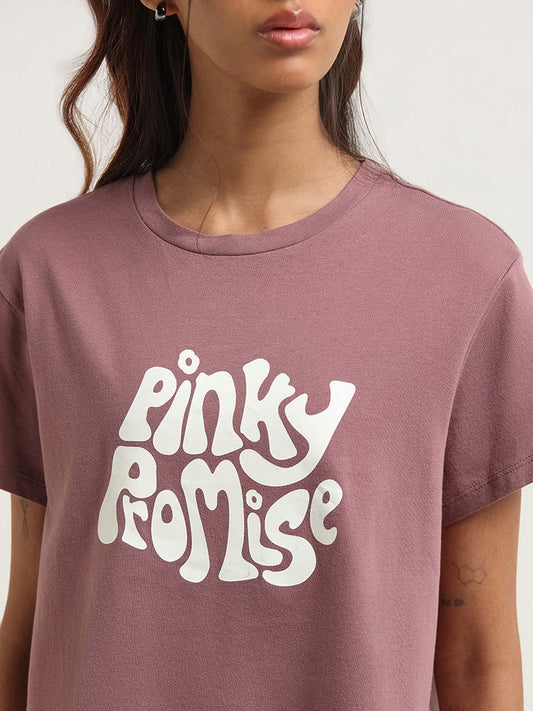 Superstar Dusky Pink Printed Cotton T-Shirt