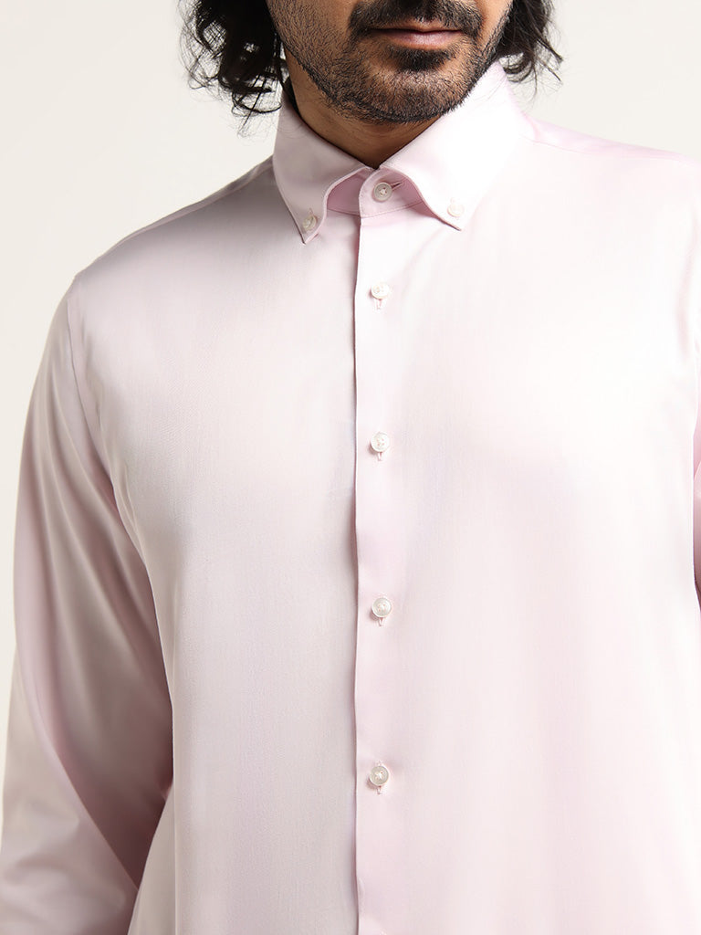 WES Formals Light Pink Slim-Fit Shirt