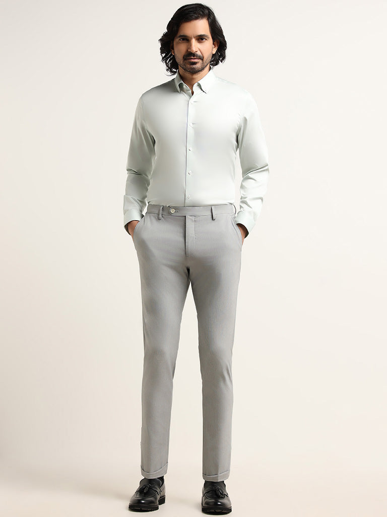 WES Formals Mint Green Slim-Fit Shirt