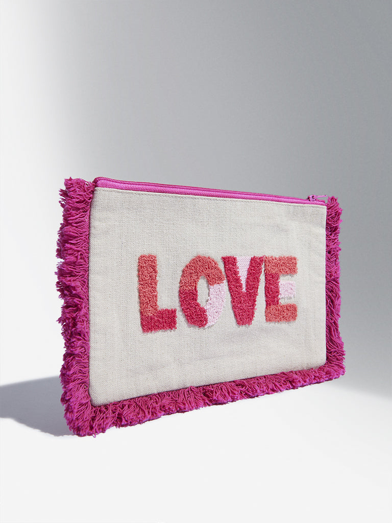 Westside Home Multicolor Love Embroidered Pouch