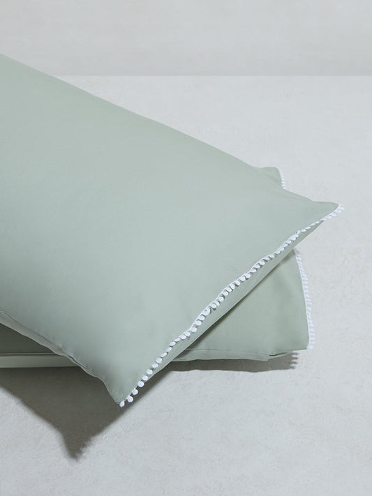 Westside Home Light Green French Knot Pillow Cover- (Set of 2)