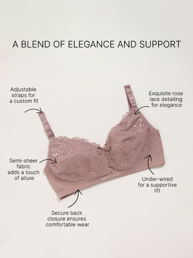 Wunderlove Mauve Lace Full-Coverage Bra