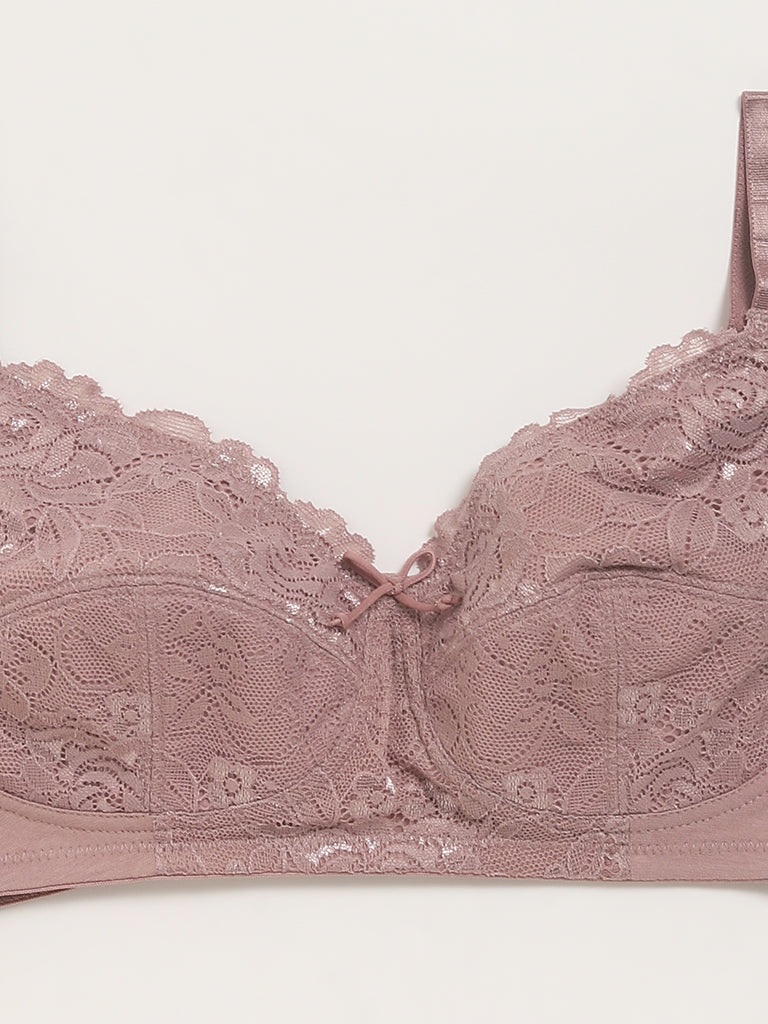 Wunderlove Mauve Lace Full-Coverage Bra