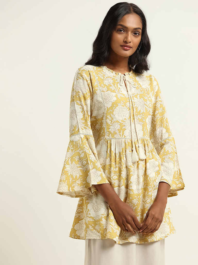 Utsa Yellow Floral Kurti