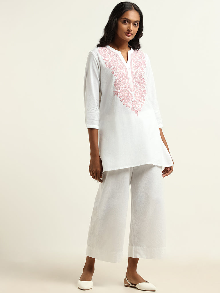 Utsa White Embroidered Kurti