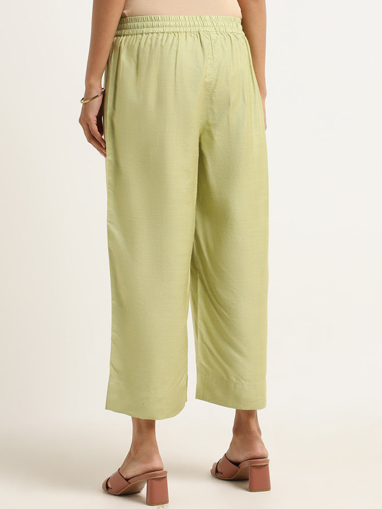 Zuba Green Plain Palazzos