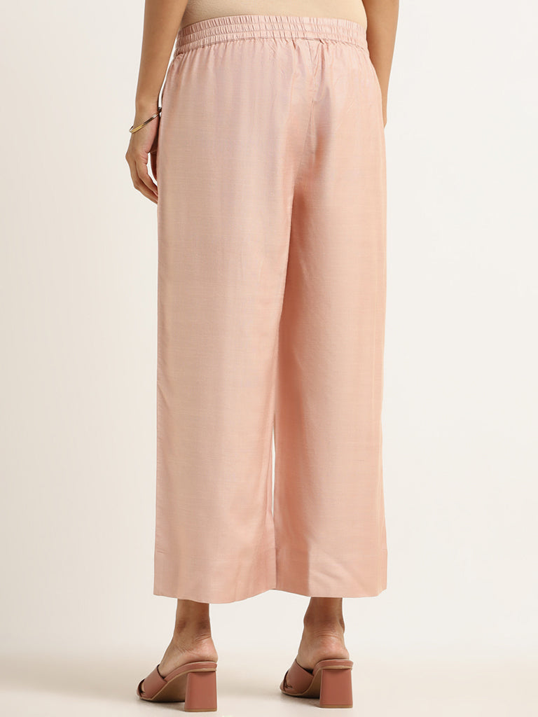 Zuba Peach Plain Palazzos