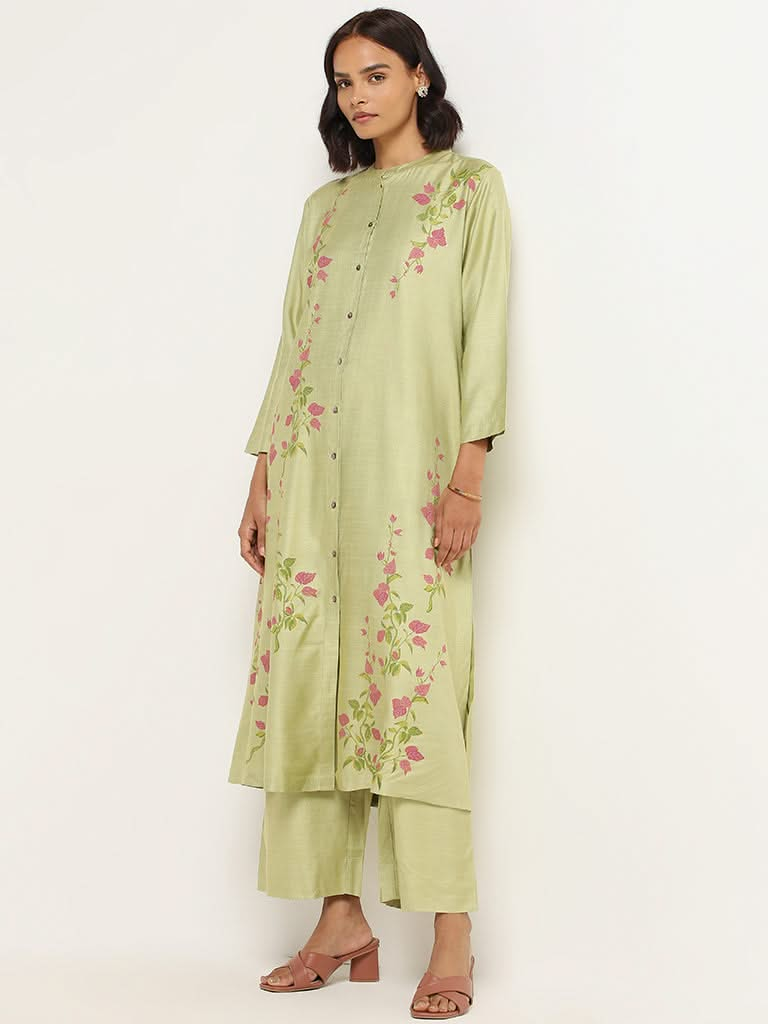 Zuba Green Printed Kurta