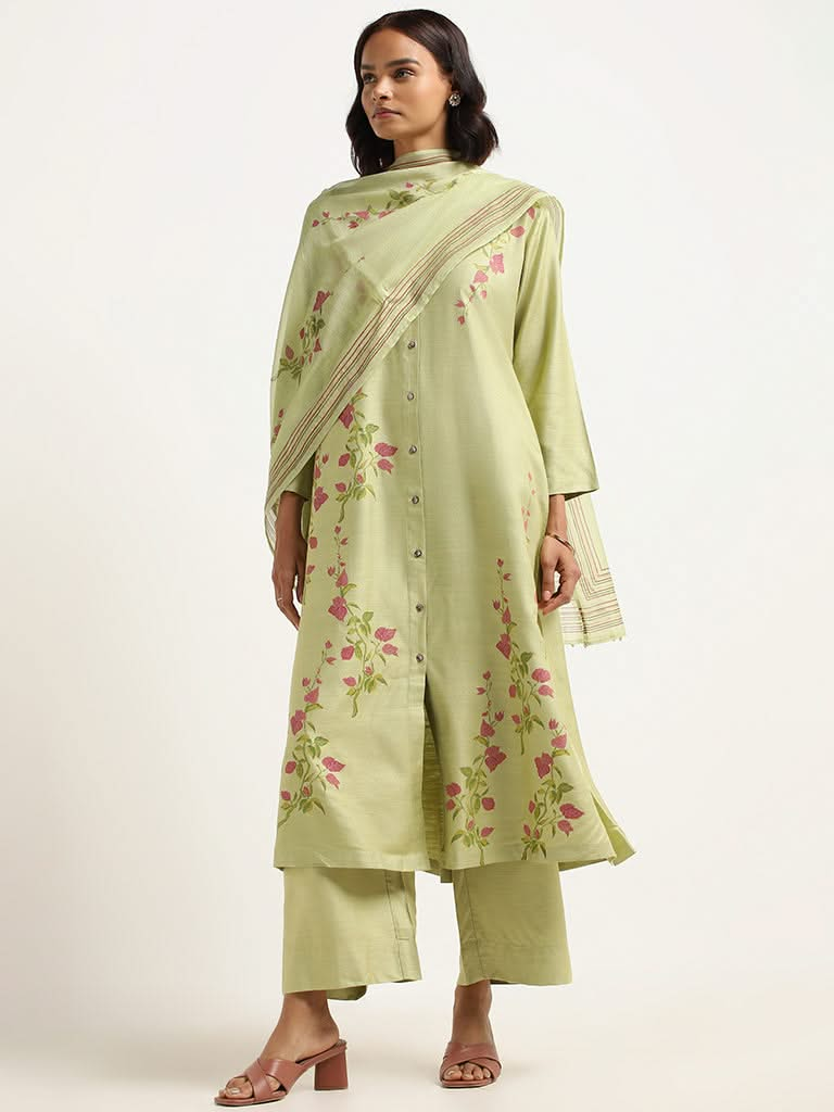 Zuba Green Printed Kurta